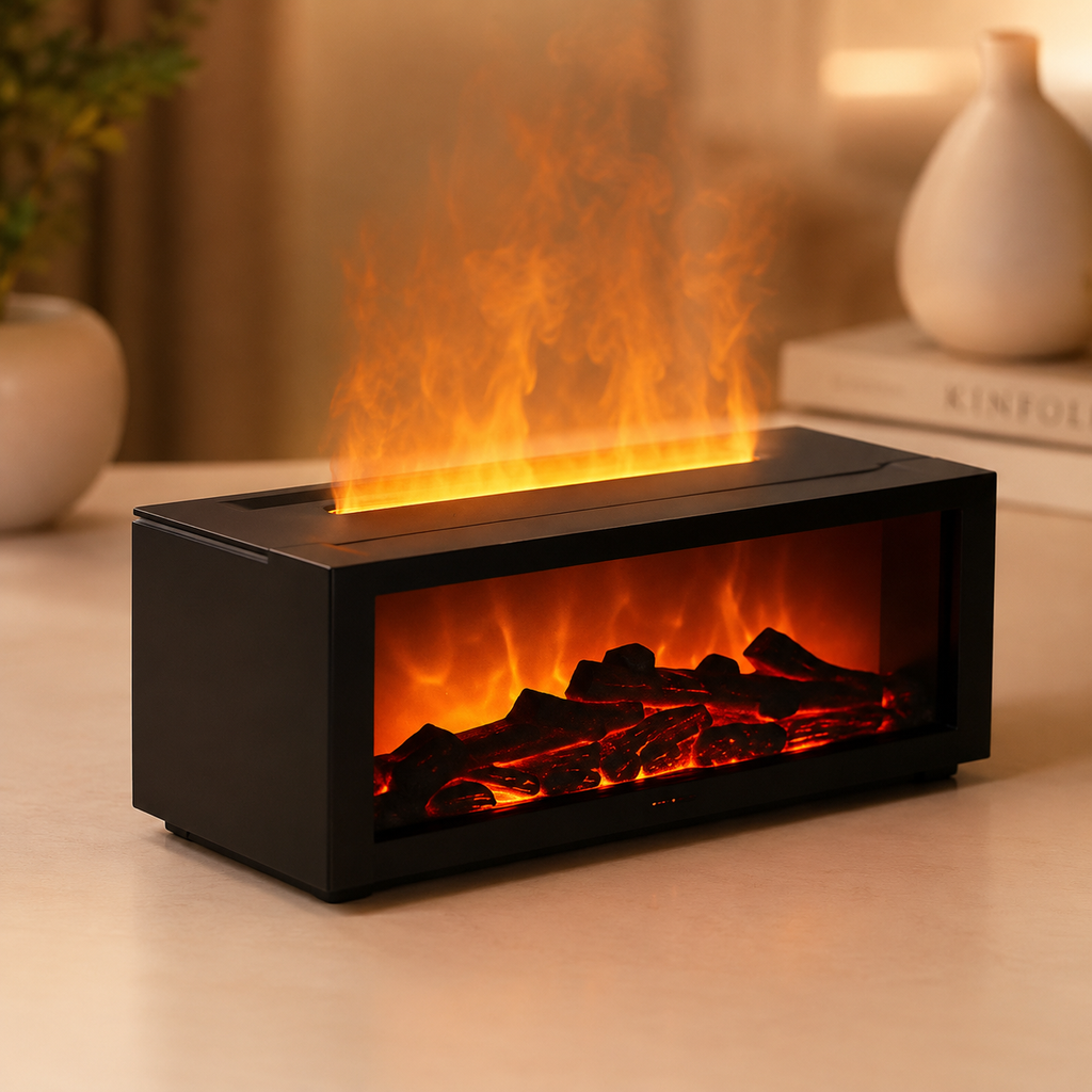 3D Flame Aromatherapy Diffuser USB-C powered with remote control included