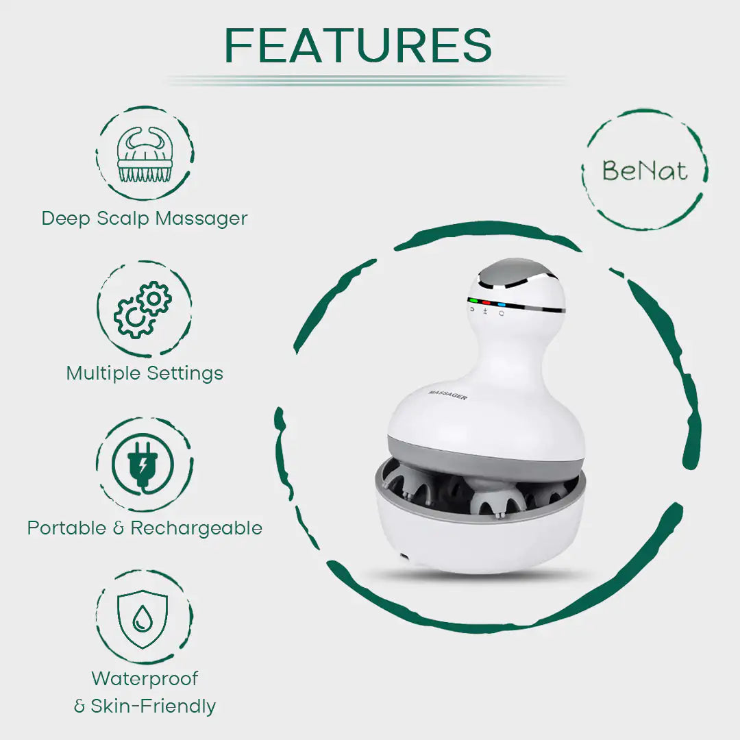 Smart Electric Scalp Massager with 4 rotating silicone heads