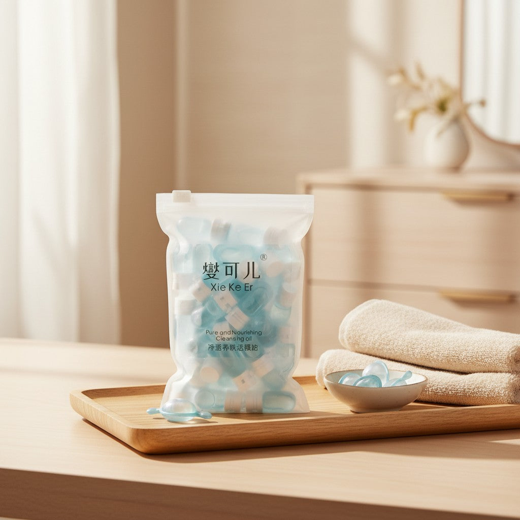 Everyday Gems portable cleansing oil for sensitive skin, dissolves makeup without irritation. Pack includes 30 tablets.