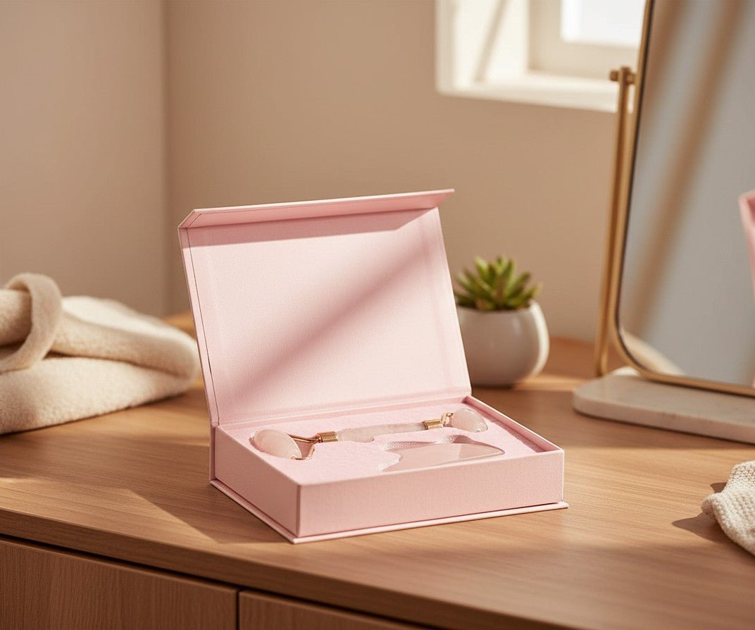 Rose Quartz Jade Roller &amp; Gua Sha Set - Everyday Gems